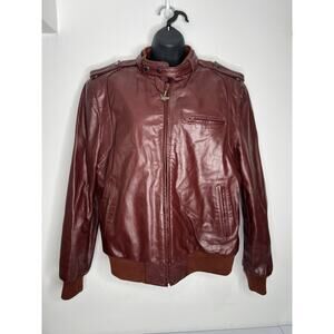 Vintage 70’s Berman’s Leather Burgundy Lined Bomber Jacket Size 42